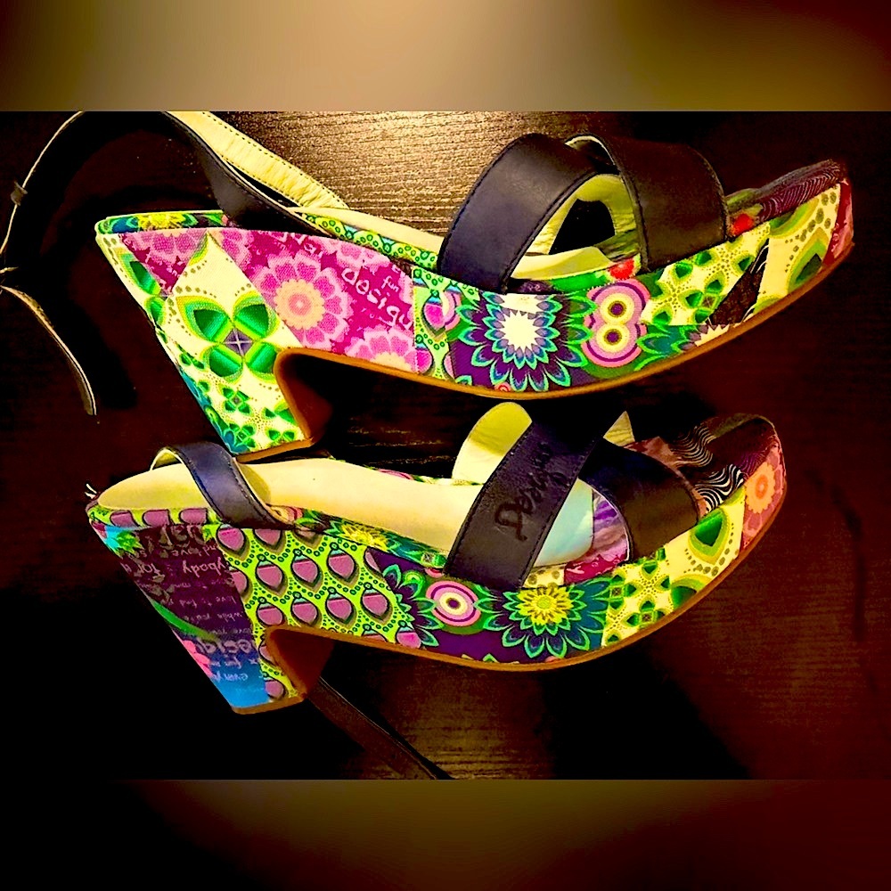 Desigual Artistic Purple and Green Wedges